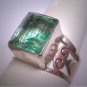 Estate Emerald Wedding Ring Retro Art Deco Style Vintage Filigree Band