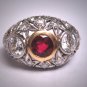 Gorgeous Antique Platinum Diamond Ruby Wedding Ring Band Filigree Art Deco 1.75ctw Engagement