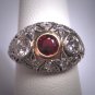 Gorgeous Antique Platinum Diamond Ruby Wedding Ring Band Filigree Art Deco 1.75ctw Engagement