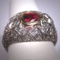 Gorgeous Antique Platinum Diamond Ruby Wedding Ring Band Filigree Art Deco 1.75ctw Engagement