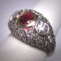 Gorgeous Antique Platinum Diamond Ruby Wedding Ring Band Filigree Art Deco 1.75ctw Engagement