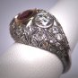 Gorgeous Antique Platinum Diamond Ruby Wedding Ring Band Filigree Art Deco 1.75ctw Engagement