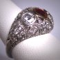 Gorgeous Antique Platinum Diamond Ruby Wedding Ring Band Filigree Art Deco 1.75ctw Engagement