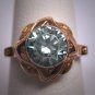Antique Blue Zircon Wedding Ring Rose Green Gold Vintage Art Deco Gold c.1930