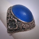Antique Sapphire Ring Vintage Victorian Art Deco Silver Floral Wedding Engagement 1920s Nouveau