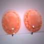 Antique Pink Carved Coral Button Earrings Victorian to Retro Art Deco c.1900 Floral