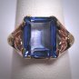 Antique Sapphire Wedding Ring Vintage Art Deco 30s Rose Green Yellow Gold