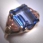 Antique Sapphire Wedding Ring Vintage Art Deco 30s Rose Green Yellow Gold