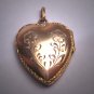 Antique Victorian Gold Floral Heart Locket Pendant Vintage 1920