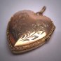 Antique Victorian Gold Floral Heart Locket Pendant Vintage 1920