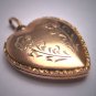 Antique Victorian Gold Floral Heart Locket Pendant Vintage 1920