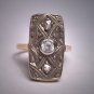 Antique White Sapphire Rose Cut Diamond Wedding Ring Band Victorian c.1900
