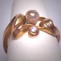 Antique Art Nouveau Pearl Diamond Wedding Ring Band 14K Gold Victorian