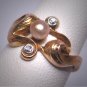 Antique Art Nouveau Pearl Diamond Wedding Ring Band 14K Gold Victorian