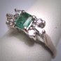 Antique Emerald Diamond Wedding Ring Band Vintage Art Deco White Gold