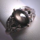 Antique Vintage Black Star Sapphire Ring Palladium Setting Wedding c.1930-50s
