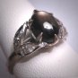 Antique Vintage Black Star Sapphire Ring Palladium Setting Wedding c.1930-50s