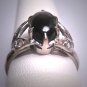 Antique Vintage Black Star Sapphire Ring Palladium Setting Wedding c.1930-50s