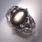Antique Vintage Black Star Sapphire Ring Palladium Setting Wedding c.1930-50s