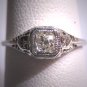 Antique Old Euro Cut Diamond Wedding Ring 18K Filigree Art Deco Vintage White Gold Engagement c.1920