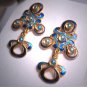 Vintage Art Nouveau Blue Enamel Earrings Silver Art Deco Dangle Drop
