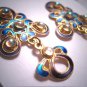 Vintage Art Nouveau Blue Enamel Earrings Silver Art Deco Dangle Drop