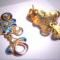 Vintage Art Nouveau Blue Enamel Earrings Silver Art Deco Dangle Drop