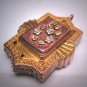 Antique Victorian Lrg Locket Pendant 1800's Etruscan Gold Floral Green Gold
