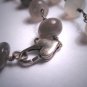 Vintage Moonstone Necklace Victorian Style Sterling Silver White Peach Gray Bead Heart