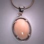 Antique Vintage Cabochon Angel Coral Pendant Necklace with Silver Chain Retro Deco