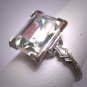 Antique Emerald Cut White Sapphire French Paste Ring Art Deco Retro 1920