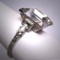 Antique Emerald Cut White Sapphire French Paste Ring Art Deco Retro 1920