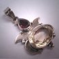 Vintage Citrine Garnet Pendant Necklace Victorian Arts and Crafts Revival Renaissance