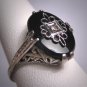 Antique Vintage Diamond Ring Art Deco Filigree Onyx Estate Wedding c.1920