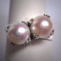 Antique Double Akoya Pearl Wedding Ring Victorian Art Deco Engagement 20s