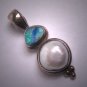 Vintage Pearl Australian Opal Pendant Silver Gems