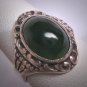 Antique Green Jade Wedding Ring Ornate Vintage Art Deco 1920 Estate