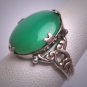 Vintage Australian Jade Ring Retro Art Nouveau Silver Setting c.1920 Art Deco