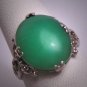 Vintage Australian Jade Ring Retro Art Nouveau Silver Setting c.1920 Art Deco