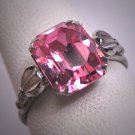Antique Emerald Cut Pink Sapphire Paste Ring Vintage Wedding Victorian Art Deco