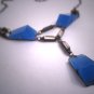 Antique Blue Moonstone Art Glass Paste Necklace Art Deco Victorian Geometric c.1930