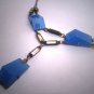 Antique Blue Moonstone Art Glass Paste Necklace Art Deco Victorian Geometric c.1930