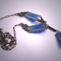 Antique Blue Moonstone Art Glass Paste Necklace Art Deco Victorian Geometric c.1930
