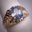 Vintage Sapphire Diamond Wedding Ring Retro Deco 14K Band