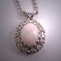 Antique Australian Opal Diamond Pendant Necklace Vintage 14K White Gold Art Deco 1930