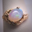 Vintage Australian Opal Ring 14K Gold - Wedding 1950 Retro Deco