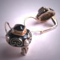 Vintage Georgian Victorian Revival Enamel Black Onyx Seed Pearl Earrings Chinoiserie