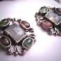 Vintage Moonstone Earrings Pink and Green Tourmaline Victorian Georgian Revival