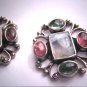 Vintage Moonstone Earrings Pink and Green Tourmaline Victorian Georgian Revival