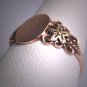 Antique Rose Gold Signet Ring with Green Gold Floral Details Vintage Victorian Art Deco